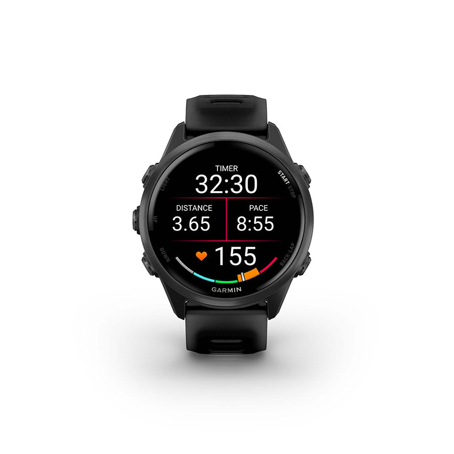 650552-01::5::650552-01::Garmin, Forerunner 570 42mm, Montre, Couleur de la montre: Gris Ardoise, Bracelet: Noir Translucide/Noir - Silicone