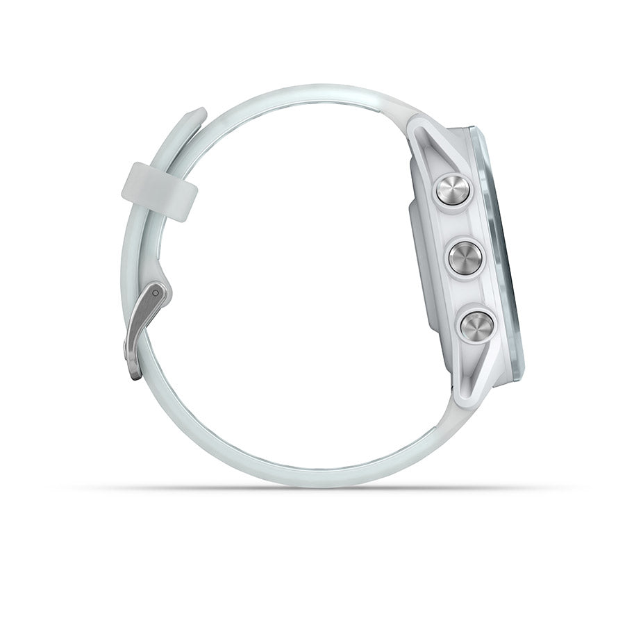 650552-02::4::650552-02::Garmin, Forerunner 570 42mm, Montre, Couleur de la montre: Bleu Nuage, Bracelet: Pierre Blanche Translucide/Bleu Nuage - Silicone