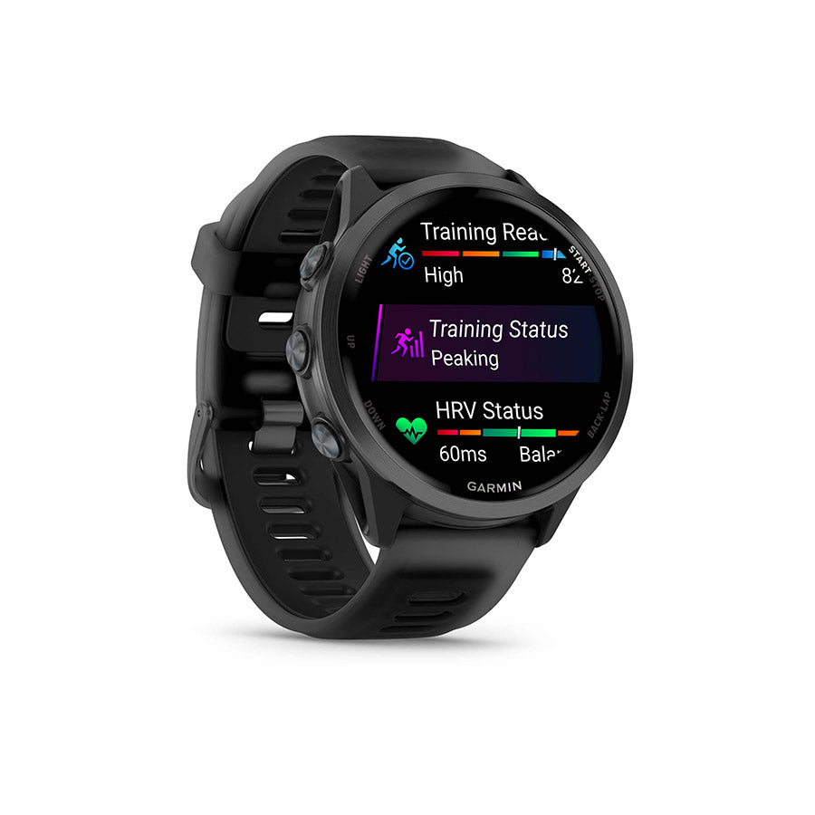 650553-01::2::650553-01::Garmin, Forerunner 570 47mm, Montre, Couleur de la montre: Gris Ardoise, Bracelet: Noir Translucide/Noir - Silicone