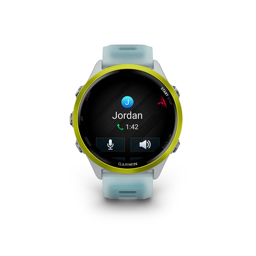 650553-02::3::650553-02::Garmin, Forerunner 570 47mm, Montre, Couleur de la montre: Pierre Blanche, Bracelet: Pierre Blanche Translucide/Turquoise - Silicone