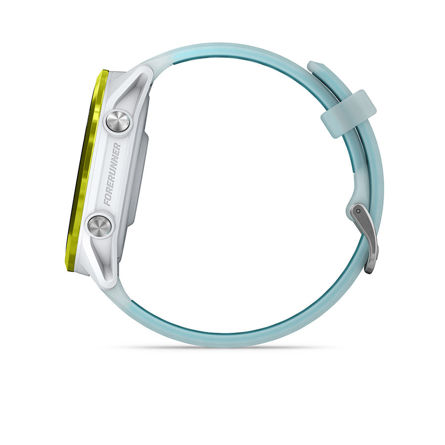 650553-02::7::650553-02::Garmin, Forerunner 570 47mm, Montre, Couleur de la montre: Pierre Blanche, Bracelet: Pierre Blanche Translucide/Turquoise - Silicone
