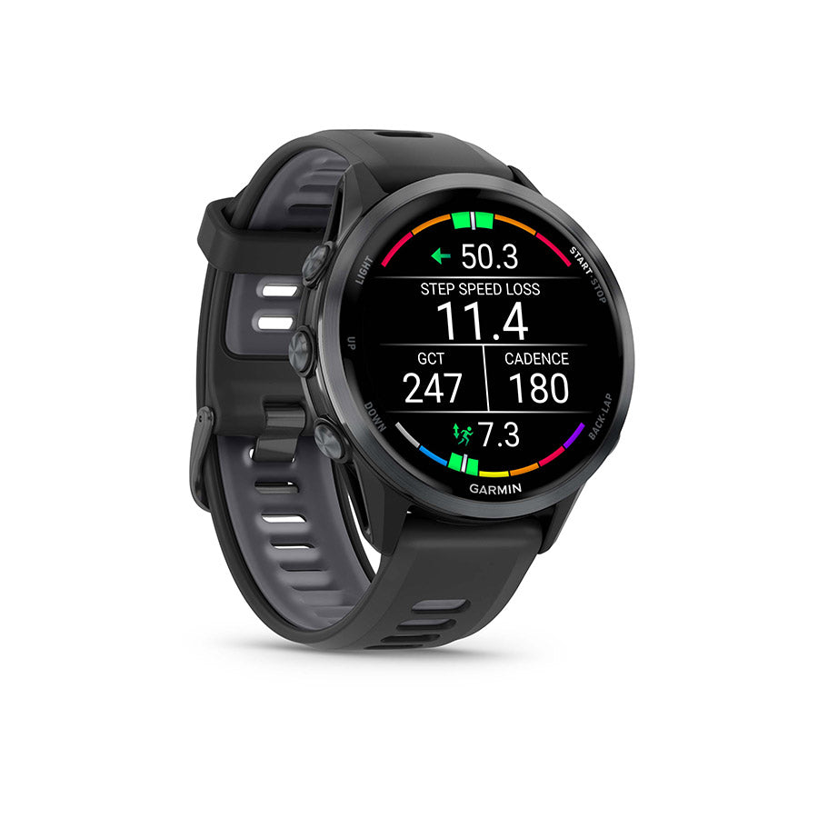 650554-01::2::650554-01::Garmin, Forerunner 970, Montre, Couleur de la montre: Noir, Bracelet: Noir/Pierre Blanche Translucide - Silicone
