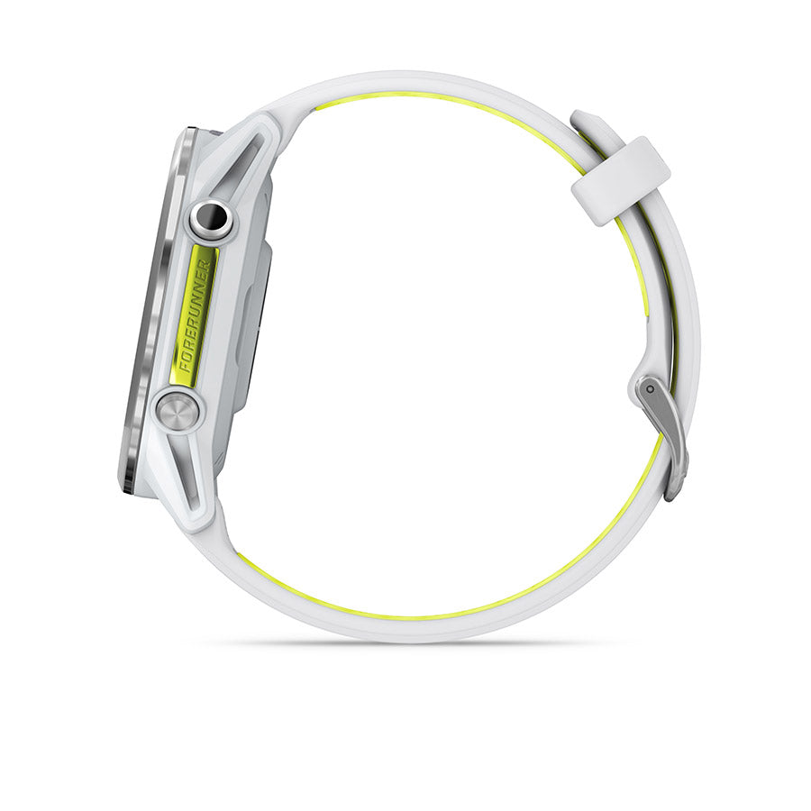 650554-02::7::650554-02::Garmin, Forerunner 970, Montre, Couleur de la montre: Pierre Blanche, Bracelet: Pierre Blanche/Jaune Amp Translucide - Silicone