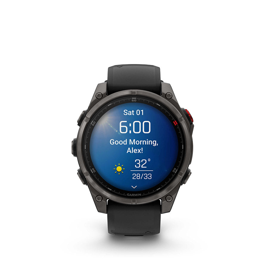 650560-01::1::650560-01::Garmin, fenix 8 Pro 47 mm- AMOLED Sap., Montre, Couleur de la montre: Gris, Bracelet: Noir/ Gris caillou - Silicone