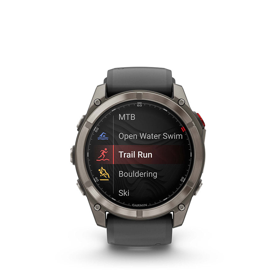 650561-02::7::650561-02::Garmin, fenix 8 Pro 51 mm- AMOLED Sap., Montre, Couleur de la montre: Gris, Bracelet: Noir - Silicone