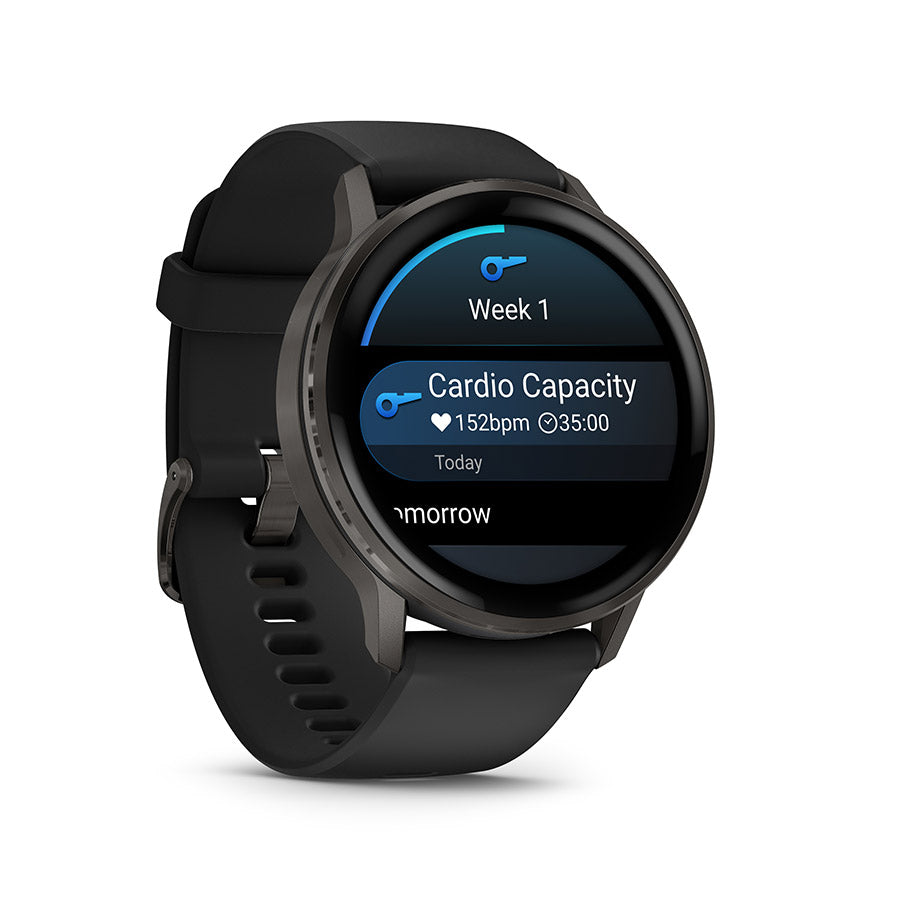 650562-01::2::650562-01::Garmin, Venu 4 45mm, Montre, Couleur de la montre: Ardoise, Bracelet: Noir - Silicone