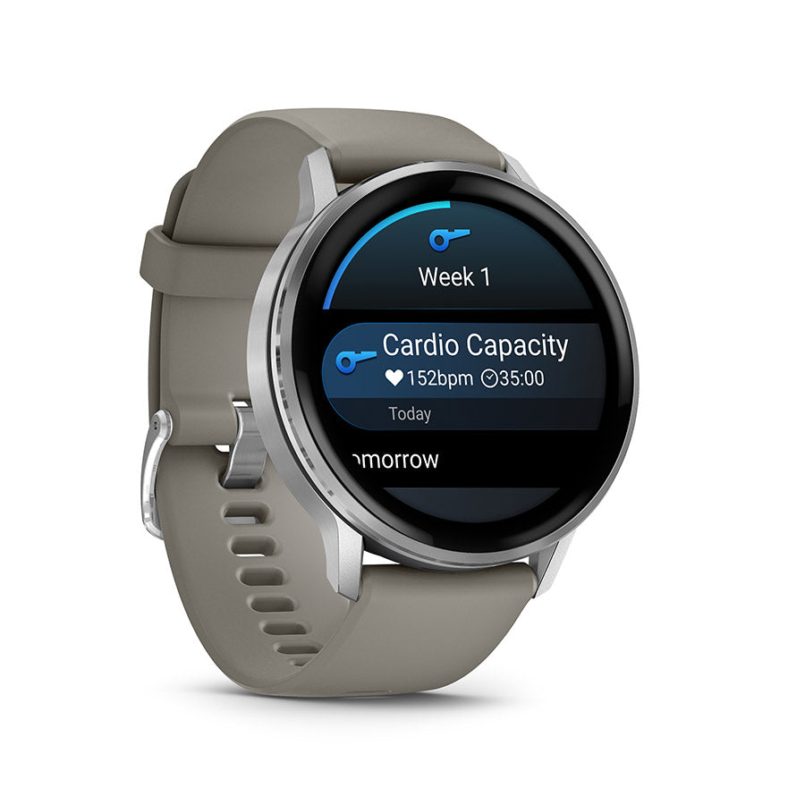 650562-02::2::650562-02::Garmin, Venu 4 45mm, Montre, Couleur de la montre: Argent, Bracelet: Gris Argent - Silicone