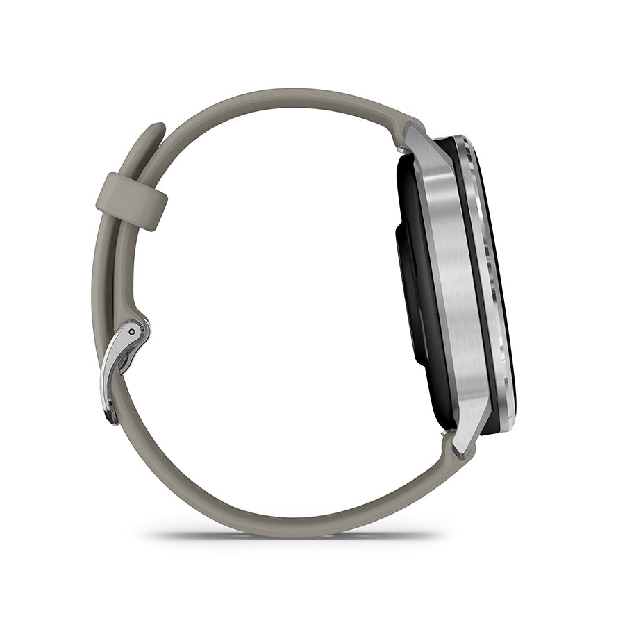 650562-02::4::650562-02::Garmin, Venu 4 45mm, Montre, Couleur de la montre: Argent, Bracelet: Gris Argent - Silicone