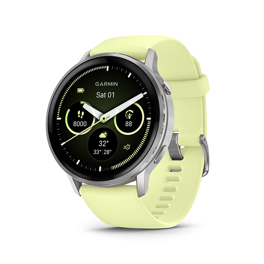 650562-03::0::650562-03::Garmin, Venu 4 45mm, Montre, Couleur de la montre: Argent, Bracelet: Citron - Silicone