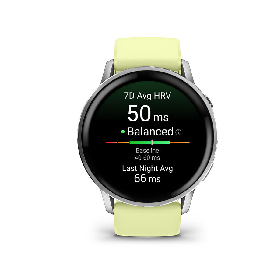 650562-03::1::650562-03::Garmin, Venu 4 45mm, Montre, Couleur de la montre: Argent, Bracelet: Citron - Silicone
