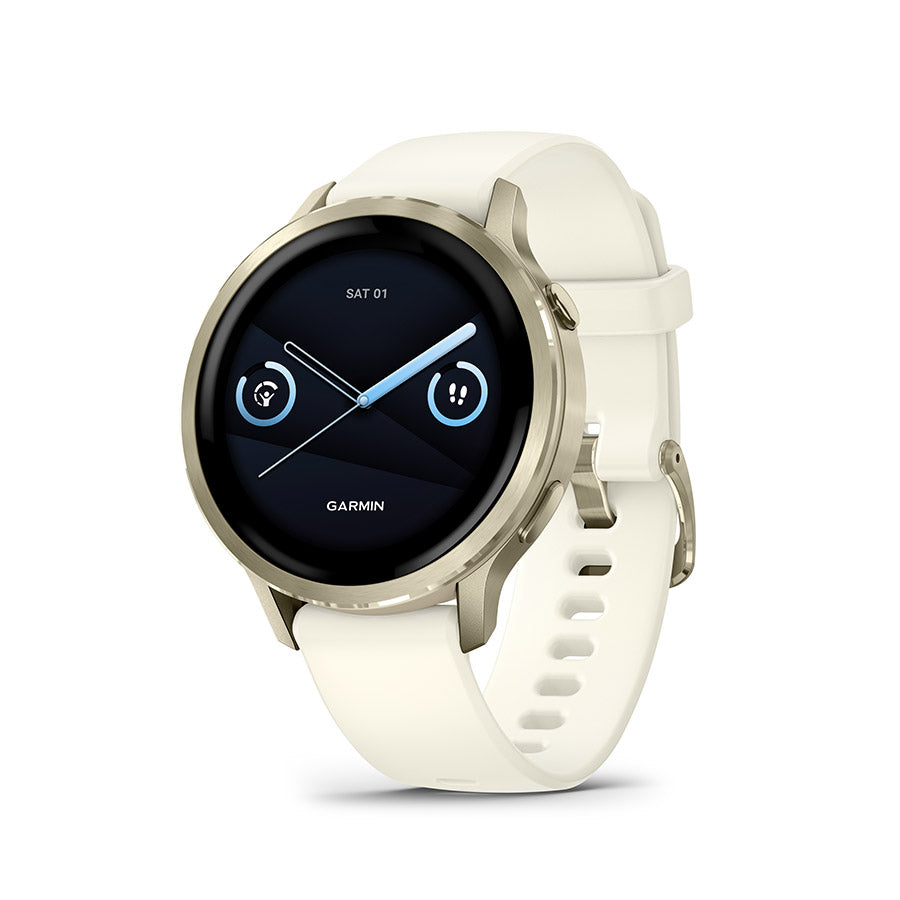 650563-01::0::650563-01::Garmin, Venu 4 41mm, Montre, Couleur de la montre: Or lunaire, Bracelet: Os - Silicone