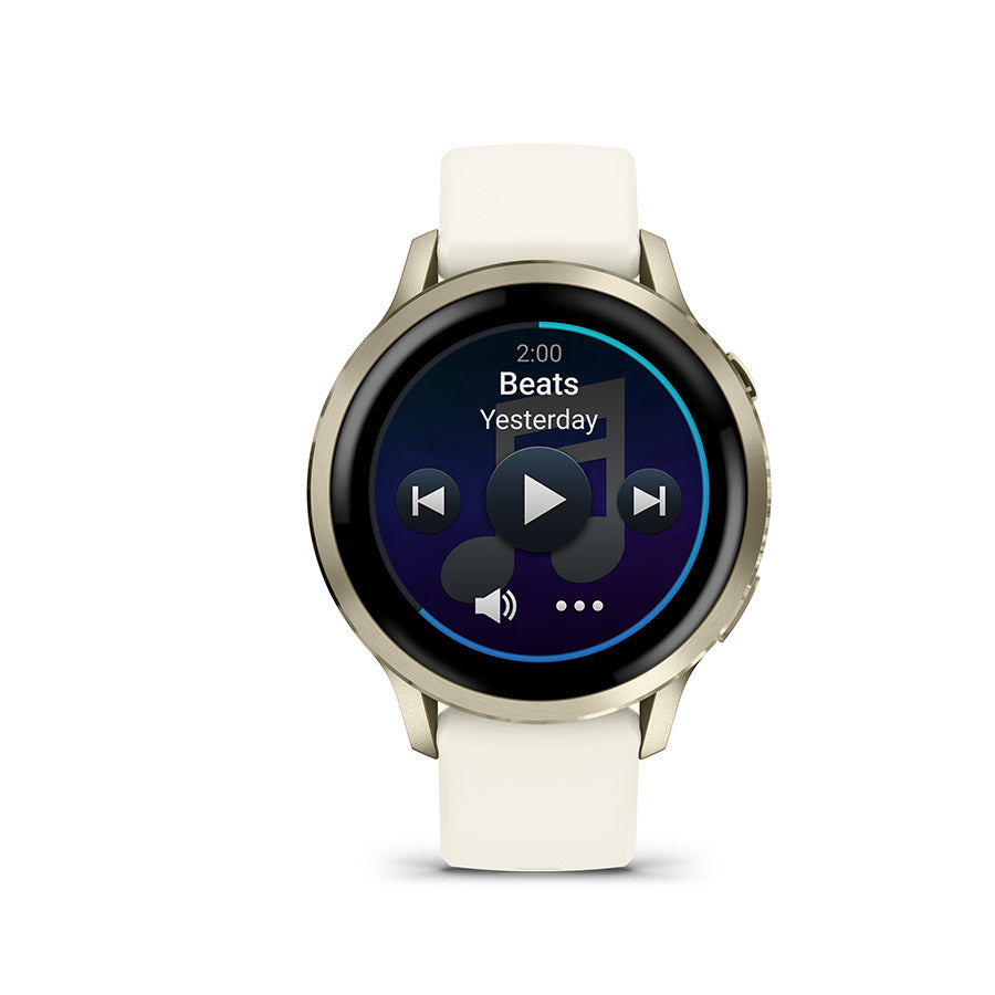 650563-01::3::650563-01::Garmin, Venu 4 41mm, Montre, Couleur de la montre: Or lunaire, Bracelet: Os - Silicone