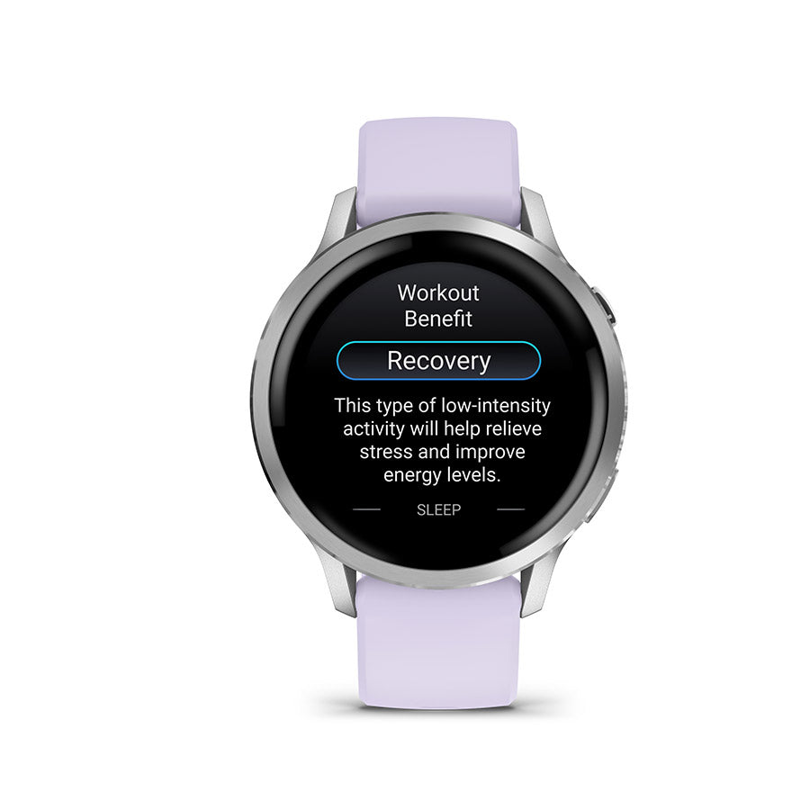 650563-02::5::650563-02::Garmin, Venu 4 41mm, Montre, Couleur de la montre: Argent, Bracelet: Pervenches - Silicone