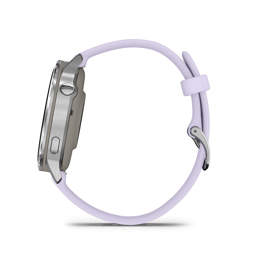 650563-02::7::650563-02::Garmin, Venu 4 41mm, Montre, Couleur de la montre: Argent, Bracelet: Pervenches - Silicone
