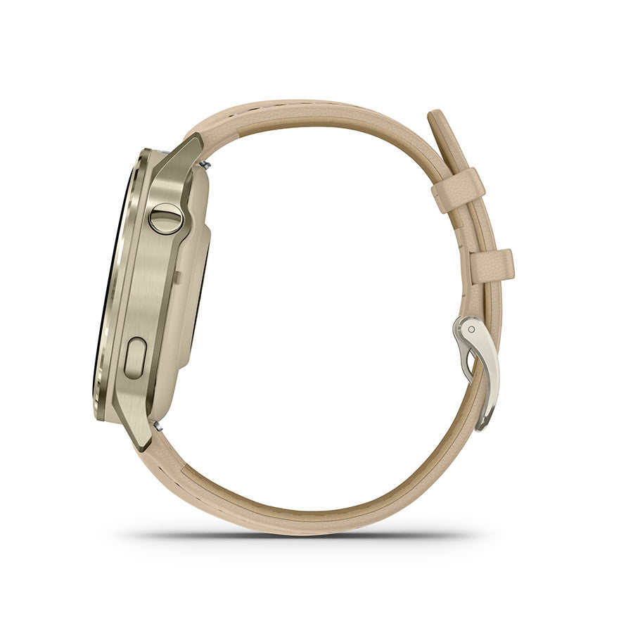 650563-04::7::650563-04::Garmin, Venu 4 41mm, Montre, Couleur de la montre: Or lunaire, Bracelet: Sable pâle - Cuir