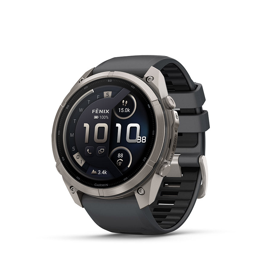 650575-03::0::650575-03::Garmin, fenix 9 Pro inReach 51mm, Montre, Couleur de la montre: Titane, Bracelet: Graphite/ Noir - Silicone