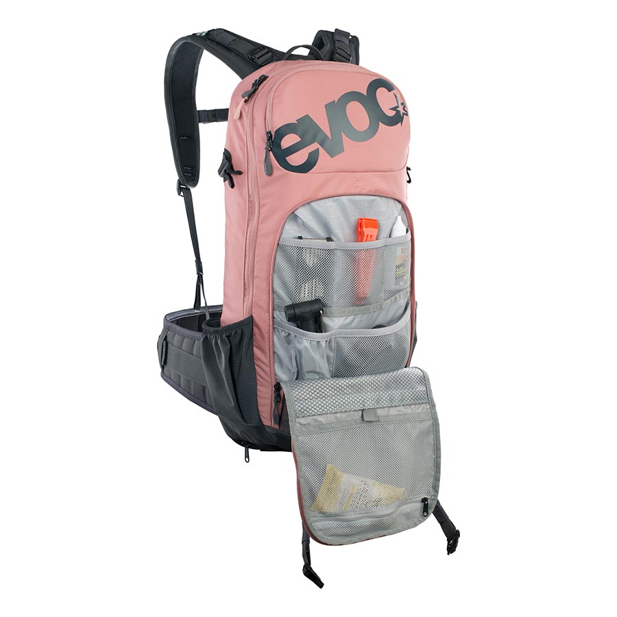720592-08-S::5::720592-08-S::EVOC, FR Enduro, Sac à dos avec protection, 16L, Rose poussière/Gris carbone, S