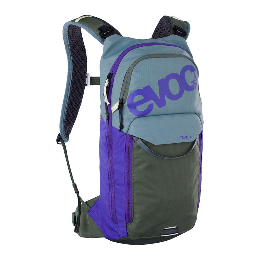 721512-05::0::721512-05::EVOC, Stage 6 + Réservoir 2L, Sac d'hydratation, Volume: 6L, Réservoir: Inclus (2L), Acier/Violet/Olive Foncée