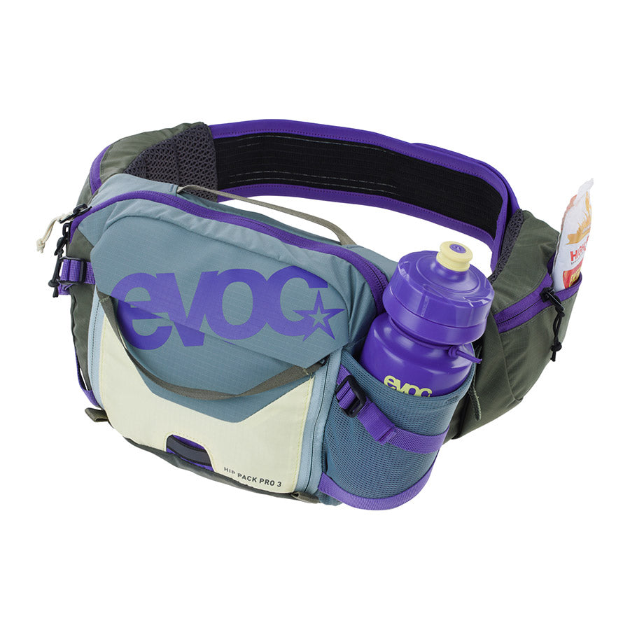 721516-05::2::721516-05::EVOC, Hip Pack Pro 3 , Acier/ Violet/ Olive Foncé