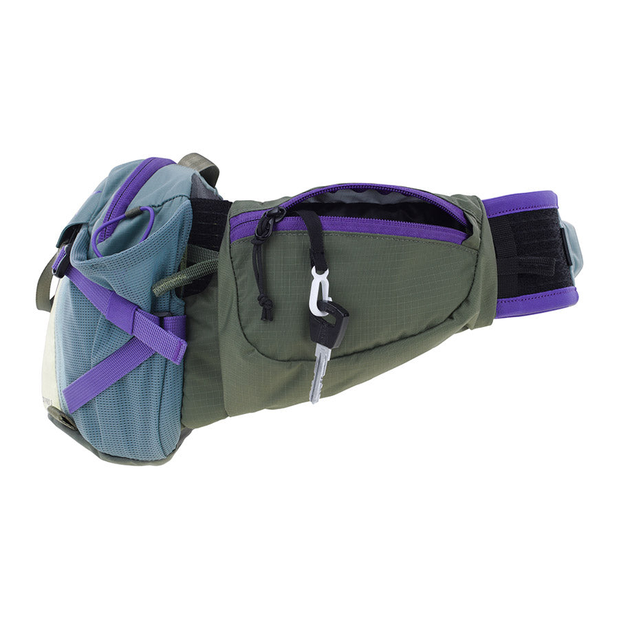 721516-05::4::721516-05::EVOC, Hip Pack Pro 3 , Acier/ Violet/ Olive Foncé