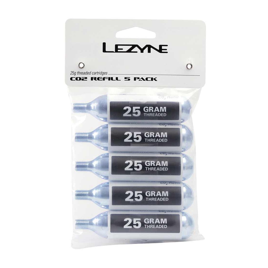 760145-04::0::760145-04::Lezyne, Cartouches CO², Fileté, 25g, 5 unités