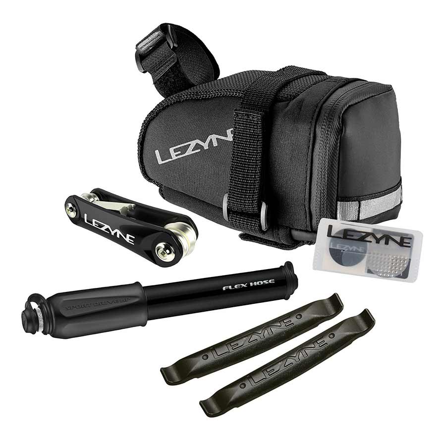 760245-01::0::760245-01::Lezyne, M Caddy Sport Kit, Pompe, 90psi, Noir, Sac de selle