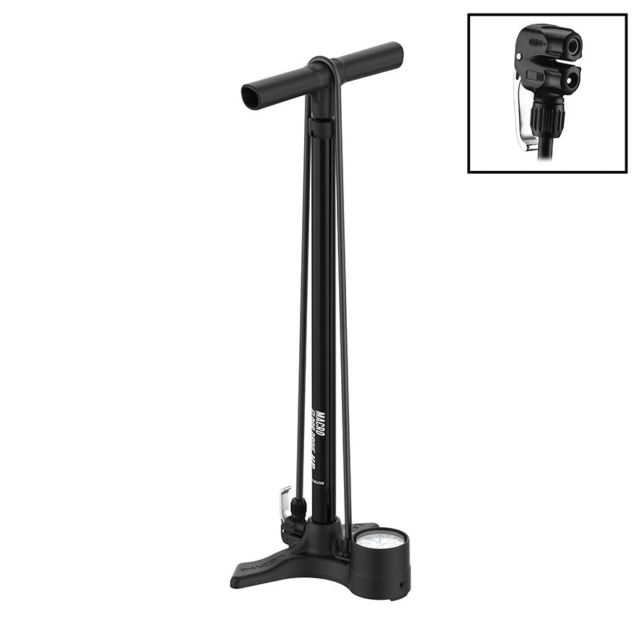 760464-08::0::760464-08::Lezyne, Macro Floor Drive, Pompe à pied, Dual Valve Head, 220psi, Noir
