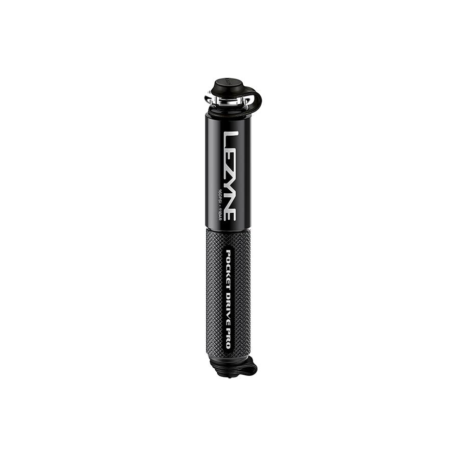 760543-01::3::760543-01::Lezyne, Pocket Drive Pro, Pompe, 140mm, 160psi, ABS flip chuck, Noir