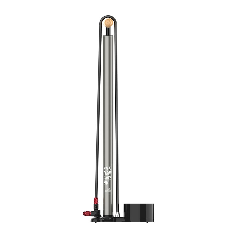 760563-02::1::760563-02::Lezyne, Steel Floor Drive HV, Pompe à pied, ABS-1 Pro, Gris Mat