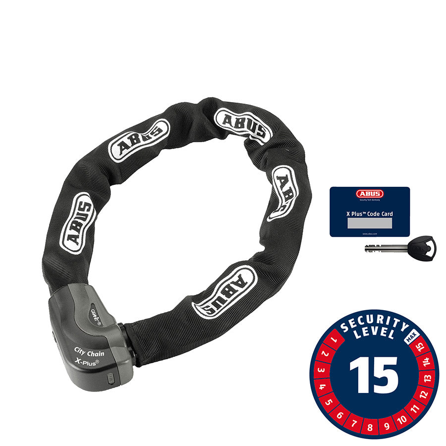 810027-04::0::810027-04::Abus, Granit CityChain XPlus 1060K, Cadenas à chaîne, Clé, 10mm, 140cm, 4.6', Noir