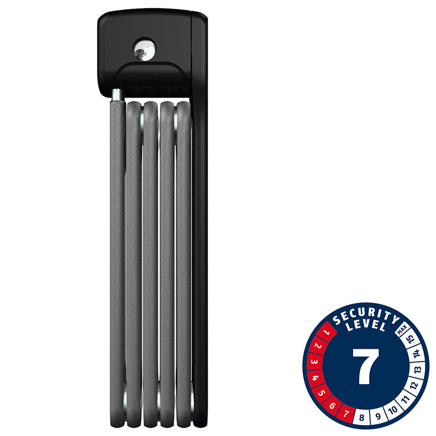 810132-04::0::810132-04::Abus, Bordo Lite 6055, Cadenas pliable avec serrure à clé, 5mm x 85cm (5mm x 2.8'), Noir