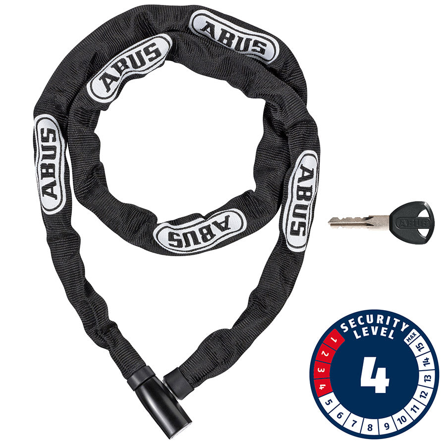 810400-01::0::810400-01::Abus, Steel-O-Chain 4804K Chaîne avec serrure à clé, 4mm x 110cm (4mm x 3.6'), Noir