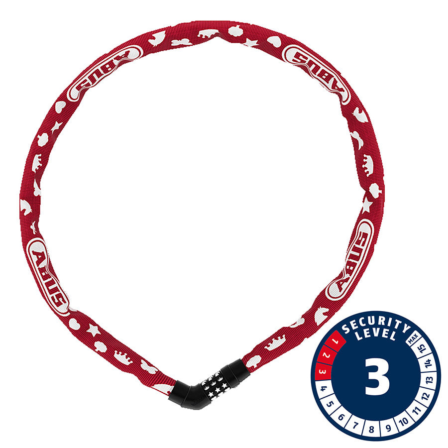 810497-02::0::810497-02::Abus, Steel-O-Chain 4804C, Cadenas à chaîne, Combinaison, 4mm, 75cm, 2.5', Rouge