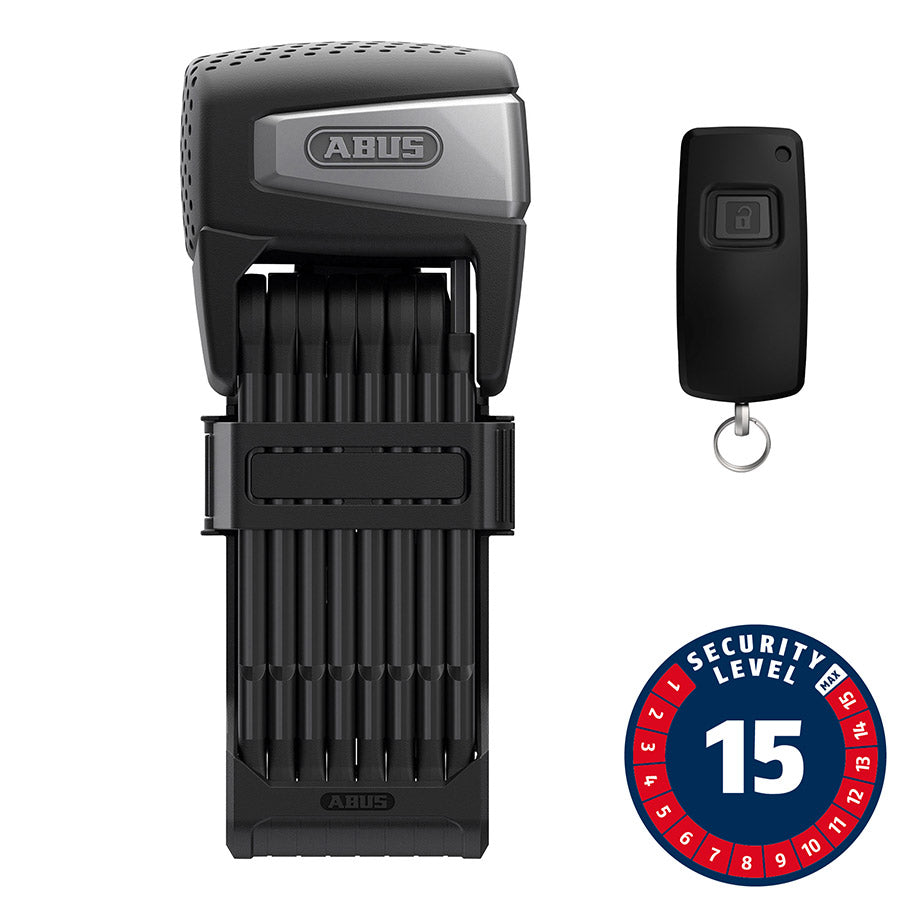 810519-04::0::810519-04::Abus, Bordo Smart X 6500A, Cadenas pliable, Smart, 110cm, 5mm, Noir, Avec télécommande