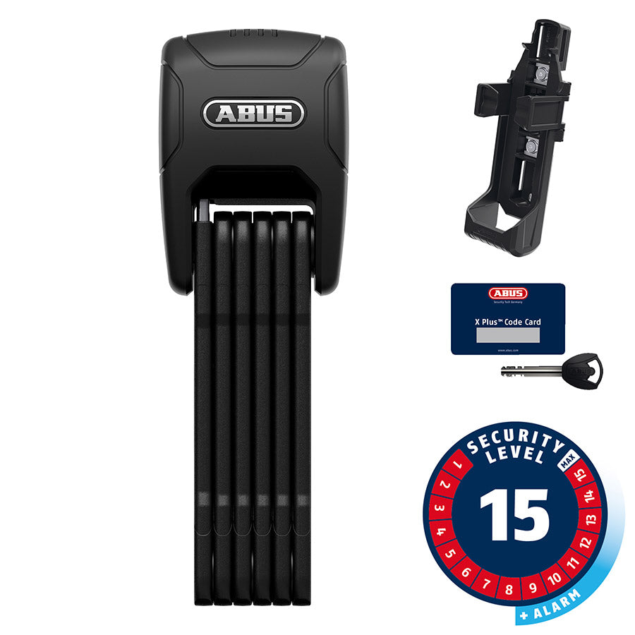 810536-01::0::810536-01::Abus, Bordo Granit XPlus Alarm 6500, Cadenas pliable, Clé, 90cm, 3', 5.5mm, Noir
