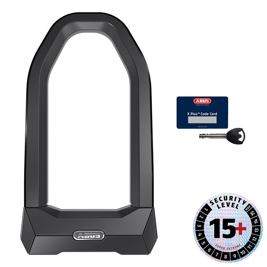 810605-02::0::810605-02::Abus, Granit Super Extreme 2500 XPlus, Cadenas en U, Clé, 27mm, 16.5x23.0cm, 6.5''x9'', USH2500, Noir