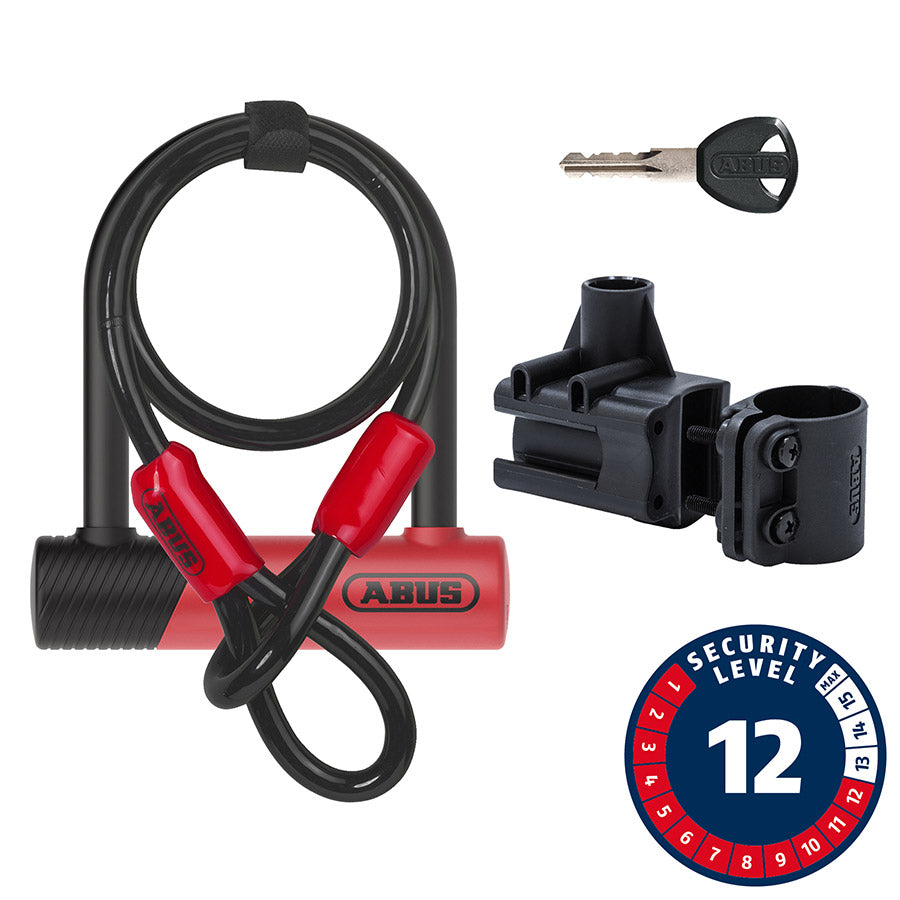 810661-01::0::810661-01::Abus, Ultimate 420K Mini + Cobra, Cadenas en U, Clé, 140x150mm, 5.5''x5.9'', Épaisseur en mm: 14mm, Rouge