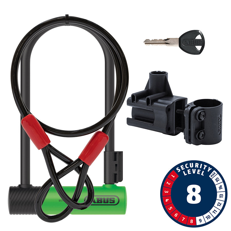 810664-02::0::810664-02::Abus, Ultra 410K + Cobra, Cadenas en U, Clé, 170x230mm, 6.7''x9'', Épaisseur en mm: 12mm, Vert