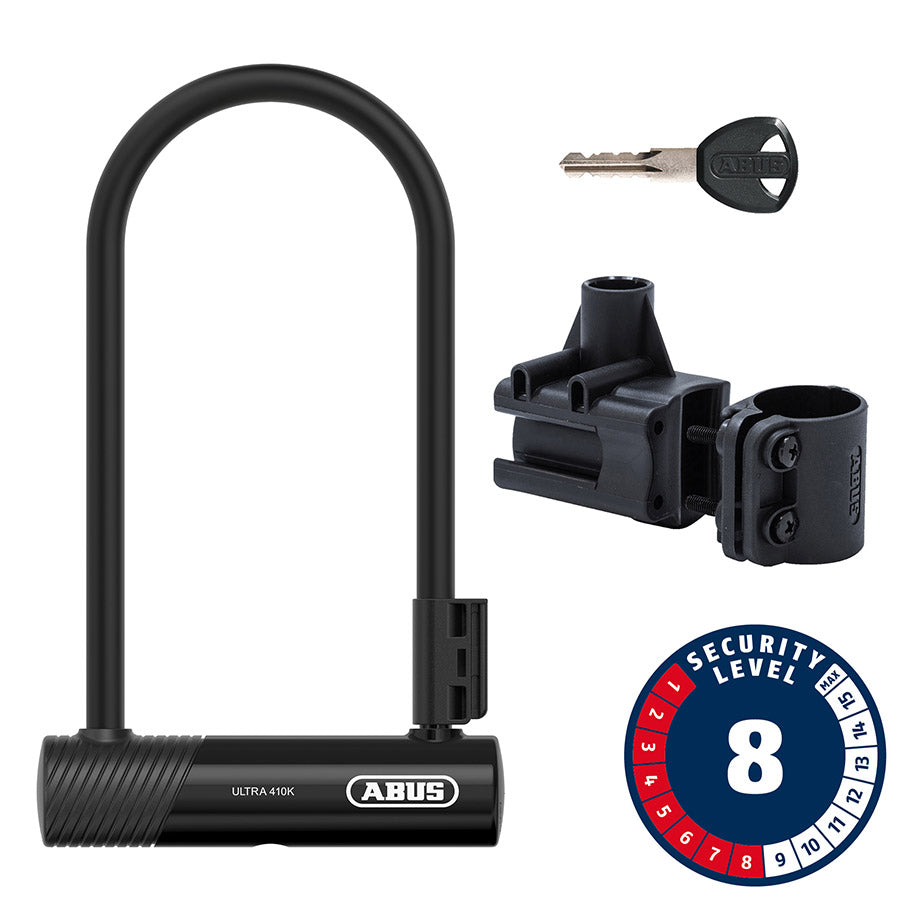 810665-02::0::810665-02::Abus, Ultra 410K, Cadenas en U, Clé, 12mm, 170x230mm, 6.7''x9'', SH34, Noir