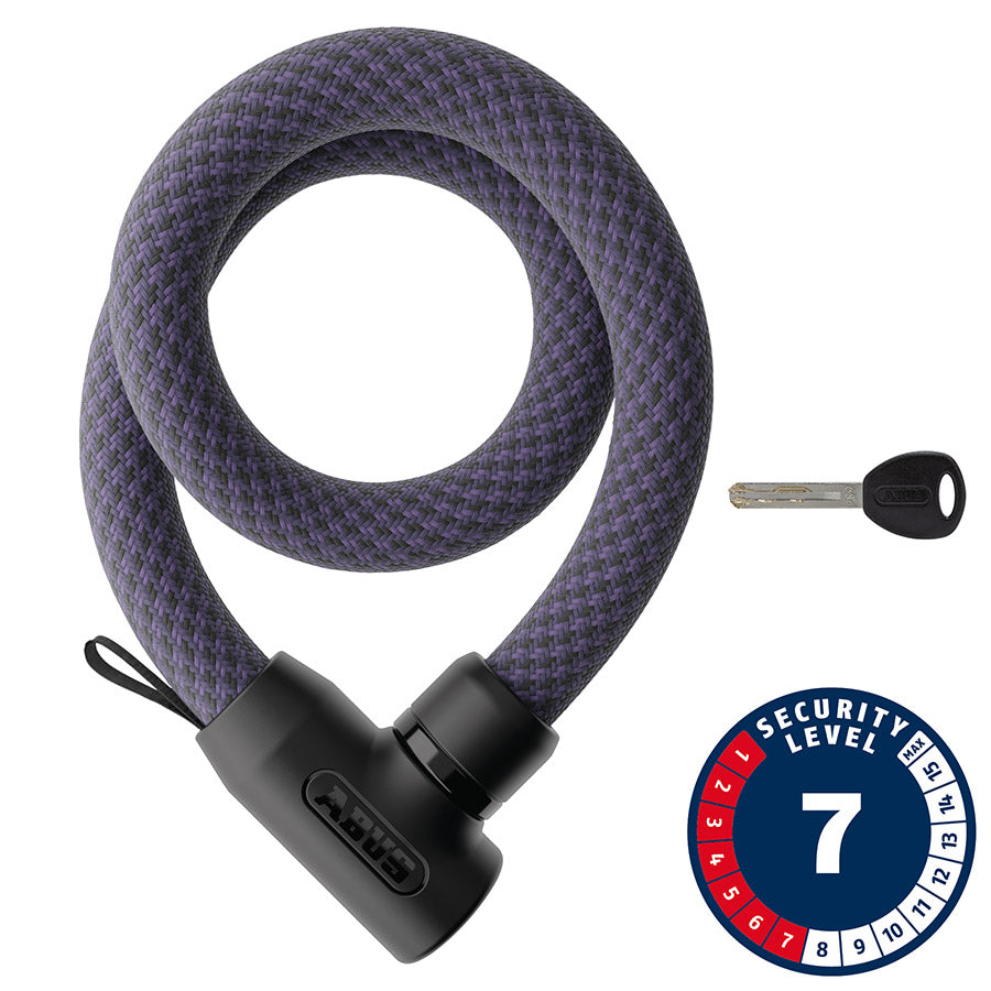 810692-05::0::810692-05::Abus, Yarnit 4004K, Cadenas à chaîne, Clé, 4mm, 110cm, 3.6', Violet de Minuit