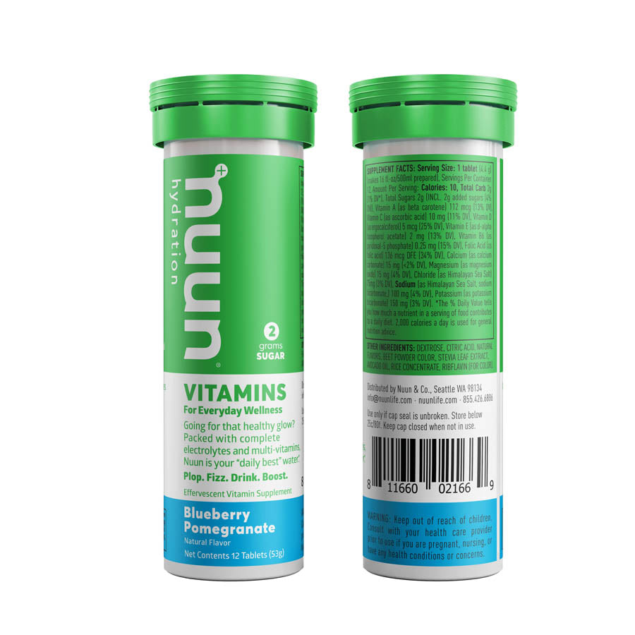 840368-01::2::840368-01::Nuun, Vitamins, Poudre, Bleuets/Grenade, Boîte de 8, 12 portions