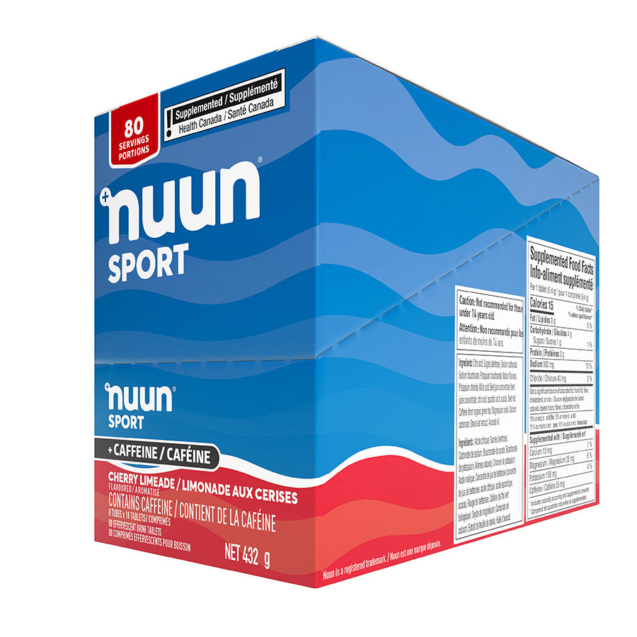 840509-02::3::840509-02::Nuun, Sport avec Caféine, Poudre, Cerises/Limade, Boîte de 8, 10 portions, 8pcs