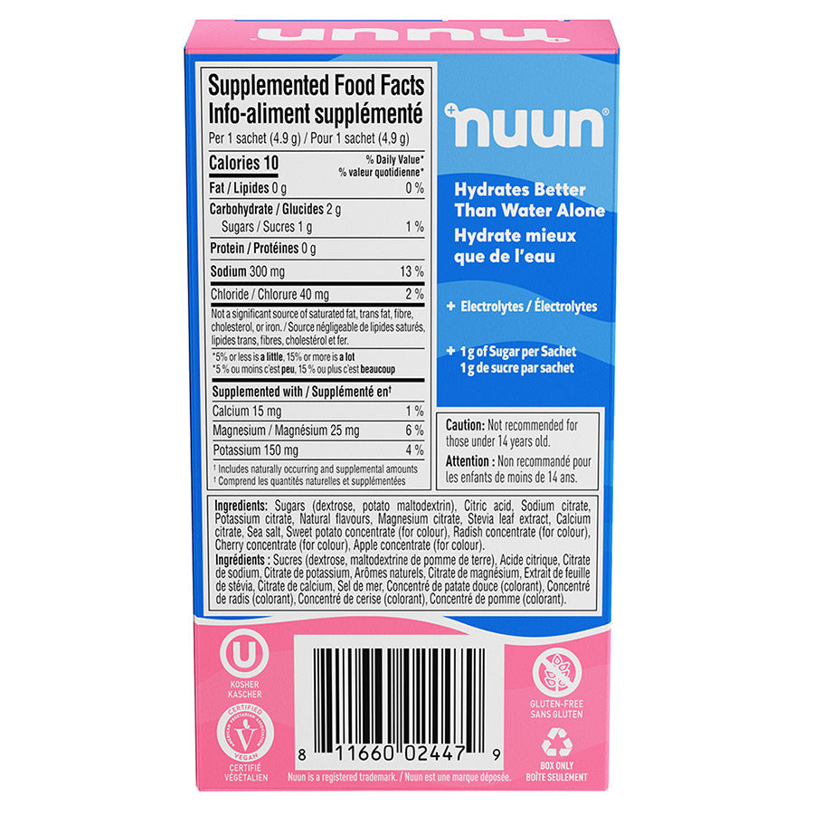 840510-02::1::840510-02::Nuun, Sport, Poudre, Limonade rose, Boîte de 10 portions