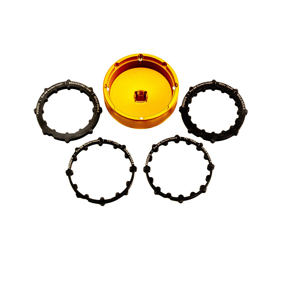 902888-01::0::902888-01::Pedros, Pro BB Socket, Outil pour jeu de pédalier, Shiamno 16x44, BSA30/DUB 12x46, T47 16x52, & T47 12x52, Ensemble