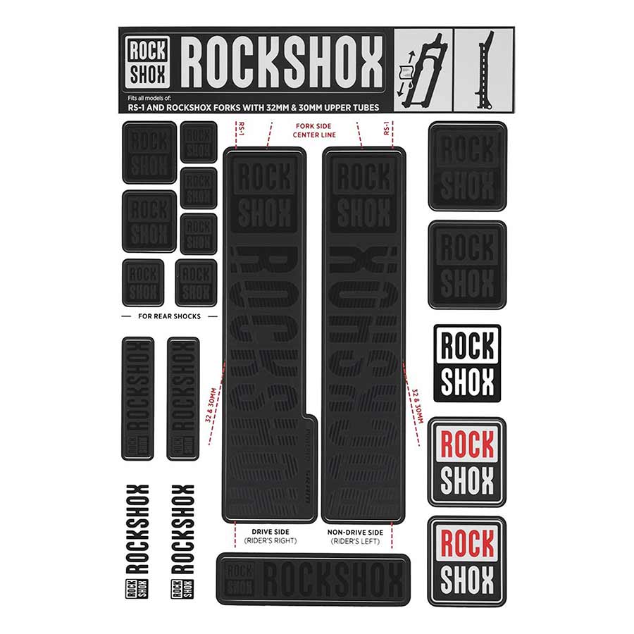942522-01::0::942522-01::RockShox, Autocollants 30/32mm, Stealth, Kit