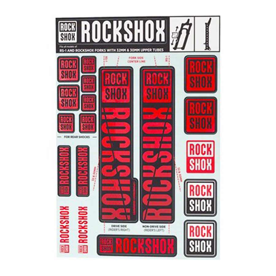 942522-03::0::942522-03::RockShox, Autocollants 30/32mm, Rouge, Kit