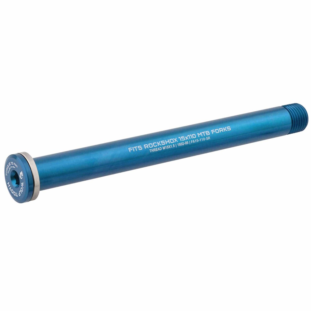WO-FA15-110-SR-BLU::0::WO-FA15-110-SR-BLU::WOLF TOOTH ROCKSHOX 15 X 110 AXE BLEU