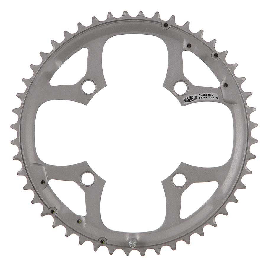 Shimano, Y1DS98210, 48D, 9vit., BCD: 104mm, 4 Boulons, Deore FC-M510, Plateau Extérieur, Pour 26/36/48, Aluminium, Argent
