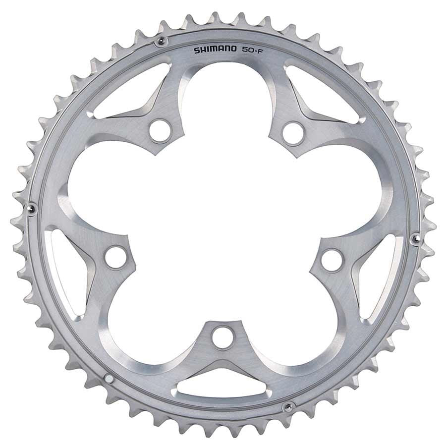 Shimano, Y1M598010, 50D, 10vit., BCD: 110mm, 5 Boulons, 105 FC-5750, Plateau Extérieur, Pour F-type compact, Aluminium, Argent
