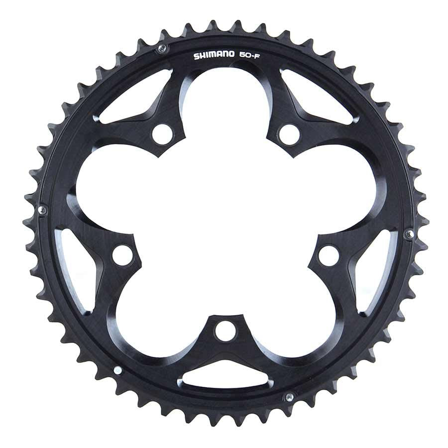Shimano, Y1M598020, 50D, 10vit., BCD: 110mm, 5 Boulons, 105 FC-5750, Plateau Extérieur, Pour F-type compact, Aluminium, Noir